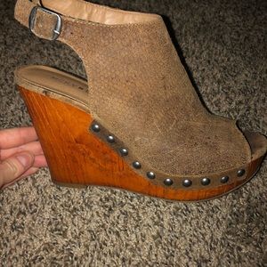 Lucky Brand peep toe wedges